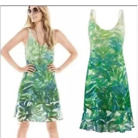 Cabi | Green Castaway Dress 5235 Slip Dress Spaghetti Strap | M - Picture 2 of 7
